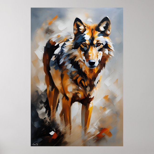 Pôster | Lobo ibérico | Estilo de pintura a óleo (Frente)