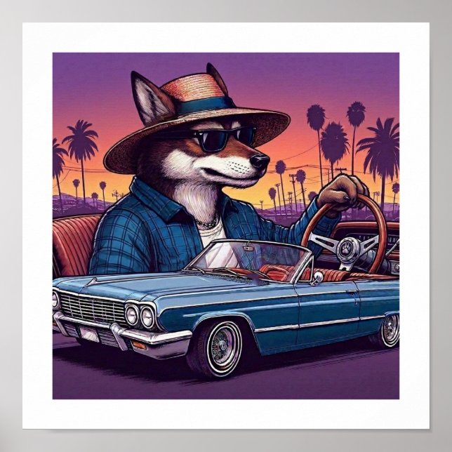 Poster Lobo Lowrider Wolfy (Frente)