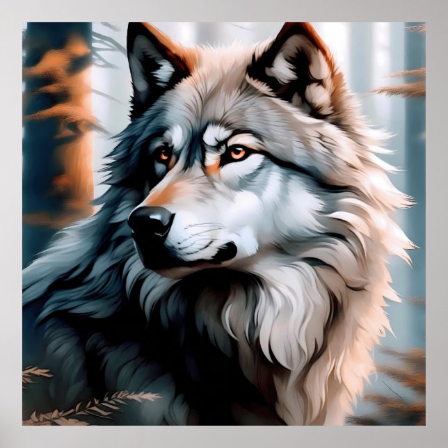 Poster Lobo Majestoso: O Espírito da Selvagem (Frente)