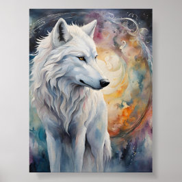 Poster Lobo Misterioso na Magia das Cores