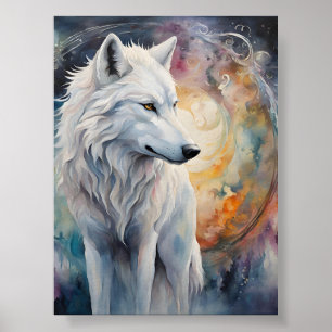 Poster Lobo Misterioso na Magia das Cores