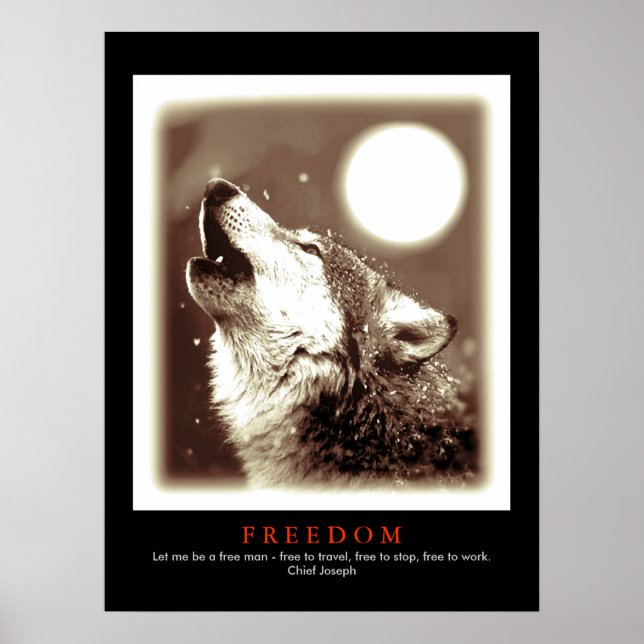 Poster Lobo Motivacional Único Sepia Negro Howls Impressã (Frente)