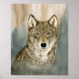 Poster Lobo na Névoa Aquarela