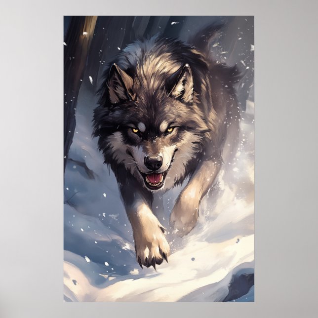 Poster Lobo no inverno (Frente)