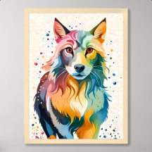 lobo pintando cachorro giro e colorido arco-íris
