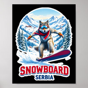 Poster Lobo Selvagem Da Aventura Snowboard Sérvia