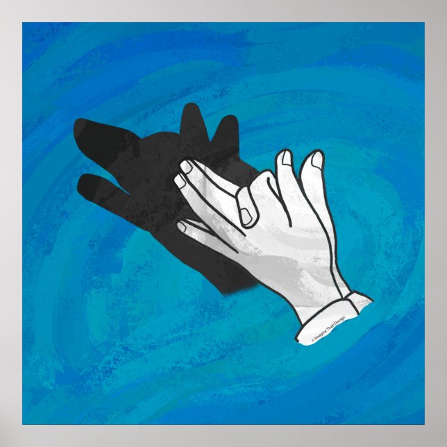 Pôster Lobo Sombra no Azul (Frente)