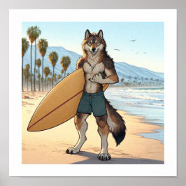 Poster Lobo Surfista