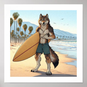 Poster Lobo Surfista