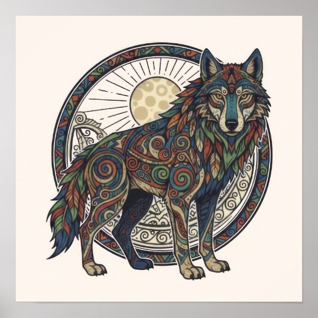 Poster Lobo Tribal (Frente)