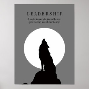 Poster Lobo Uivando Liderança Pop Art Cinza Preto