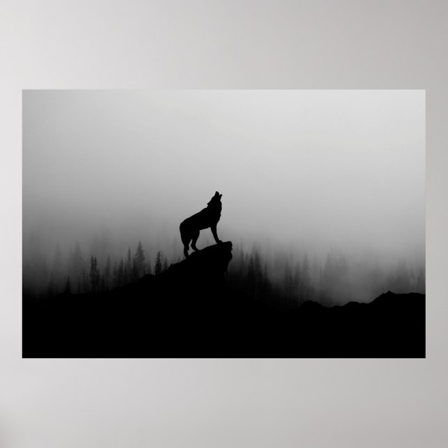 Poster Lobo uivando na lua (Frente)