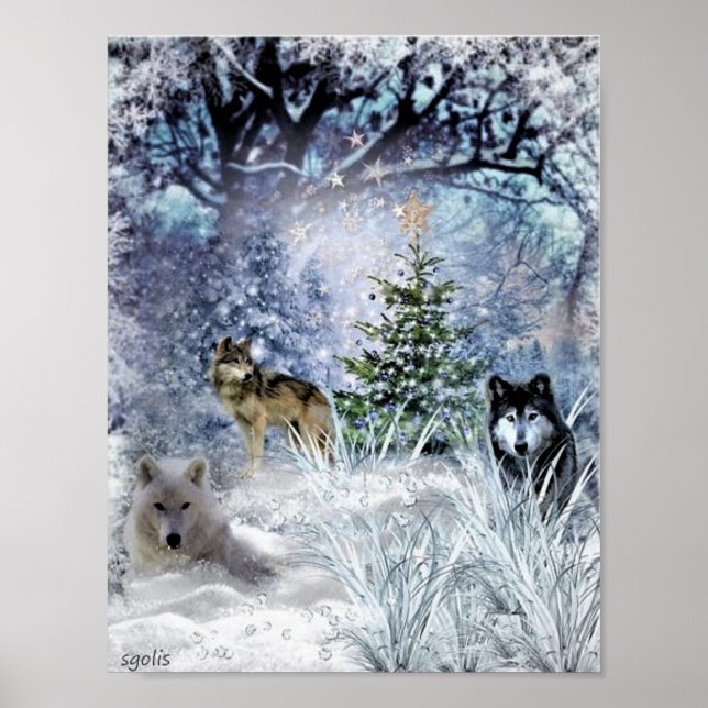 Poster Lobos no Natal de Inverno nas Matas (Frente)