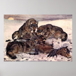 Pôster Lobos por Winifred Austen, Animais Selvagens Vinta