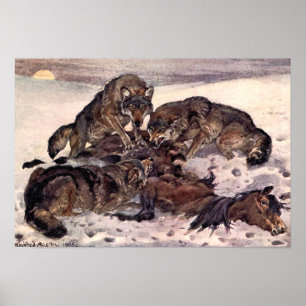 Pôster Lobos por Winifred Austen, Animais Selvagens Vinta