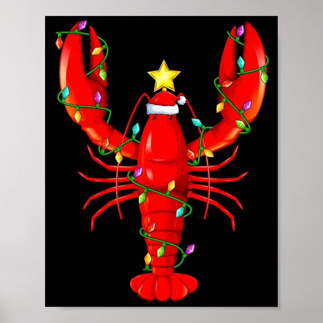 Poster Lobster Lighting Xmas Tree Matching Lobster Christ (Frente)