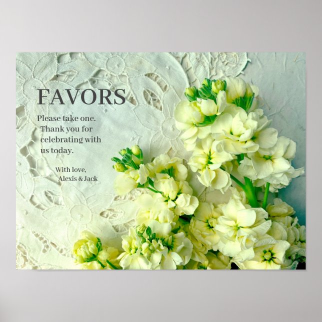 Poster Locais de vindima com sinal de lilases brancas (Frente)