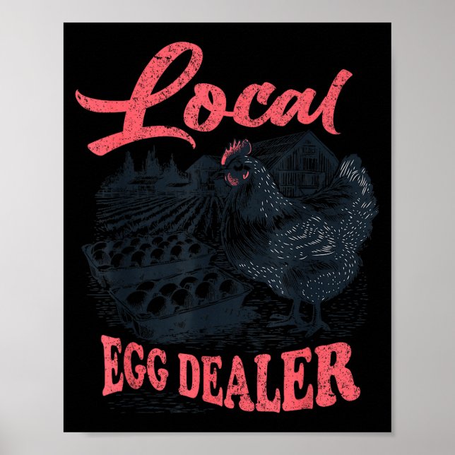 Poster Local Egg Er Retro Chicken Funny Farmer Easter Adu (Frente)