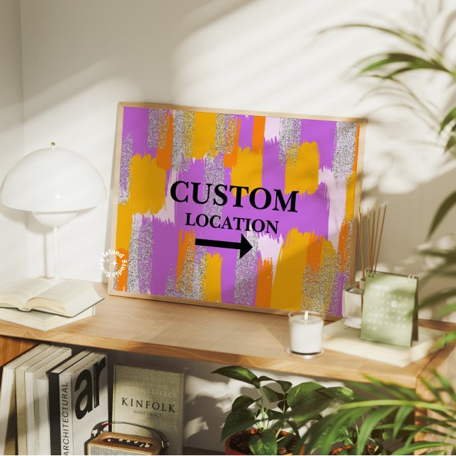 Poster Local Personalizado Sinal de Pré-Disquete Decor Do (Custom Location Sign Preppy Dorm Decor Purple/Yellow)