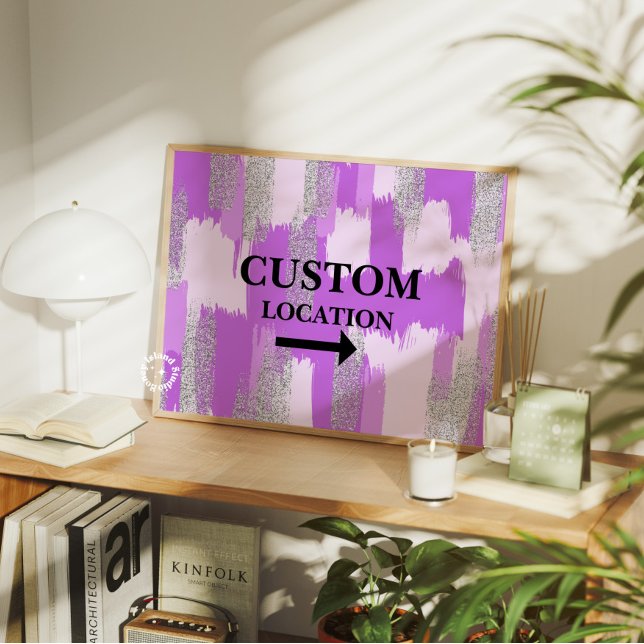 Poster Local Personalizado Sinal de Pré-Disquete Decor Do (Custom Location Sign Preppy Dorm Decor Purple)