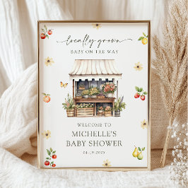Poster Locally Grown Rustic Boho Baby Shower Welcome Sign