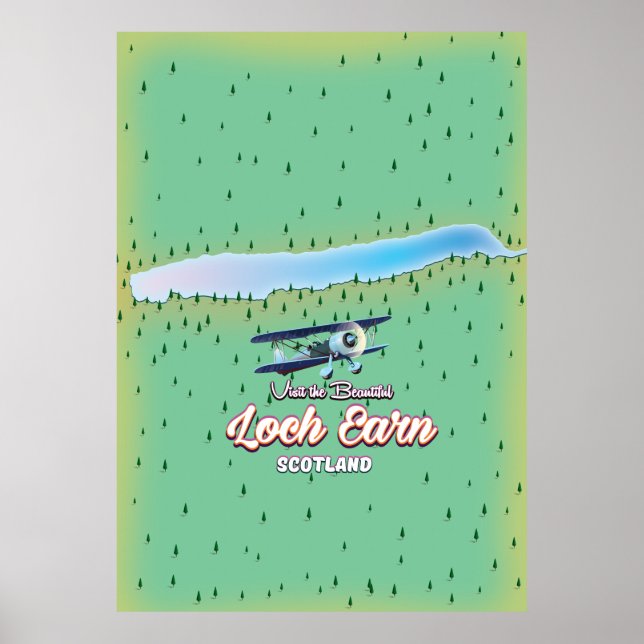 Poster Loch Earnmap Scotland Vintage map (Frente)