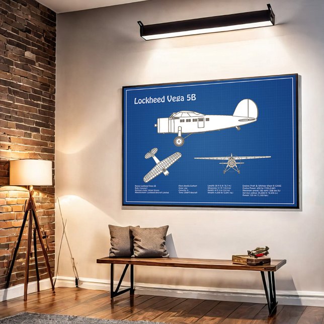 Poster Lockheed Vega 5B - Planos de avião ABD (Criador carregado)