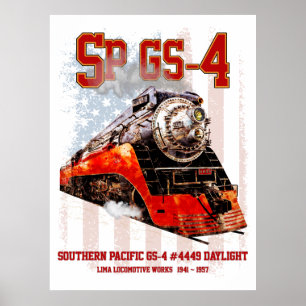 Poster Locomotiva a Vapor Clássica Southern Pacific GS-4