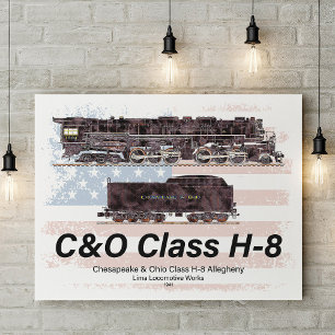 Poster Locomotiva Allegheny C&O Classe H-8 - bandeira ame