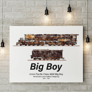 Poster Locomotiva Americana de Comboio de Vintage com Big