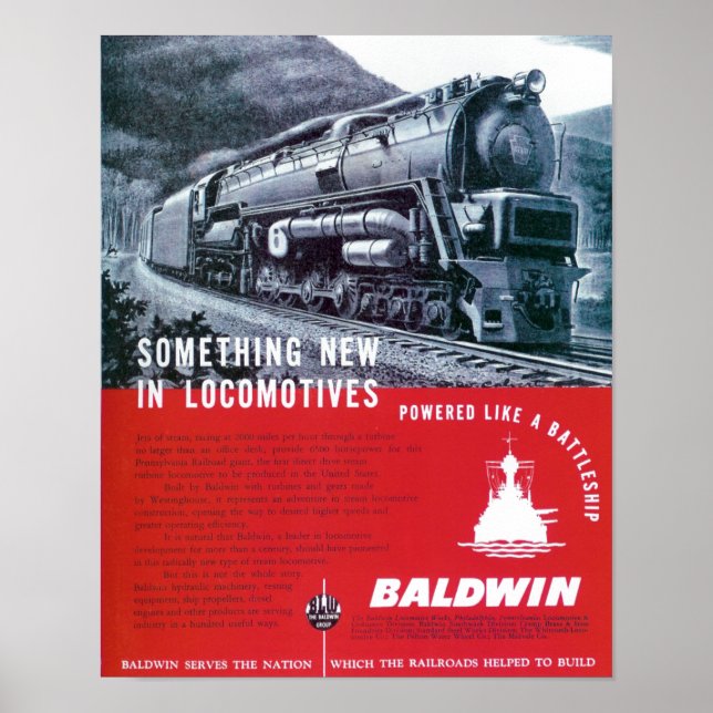 Poster Locomotiva Baldwin Funciona Locomotiva Turbina A V (Frente)