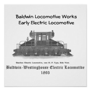 Pôster Locomotiva Baldwin Westinghouse Electric 1893