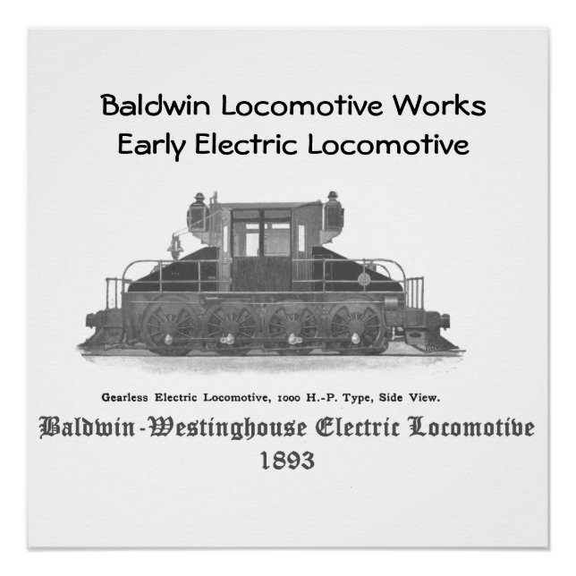 Pôster Locomotiva Baldwin Westinghouse Electric 1893 (Frente)