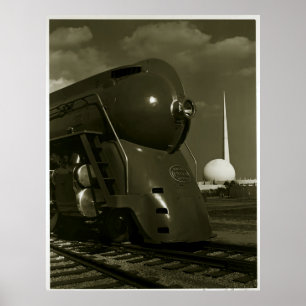Poster Locomotiva de "Steampunk" do art deco do vintage
