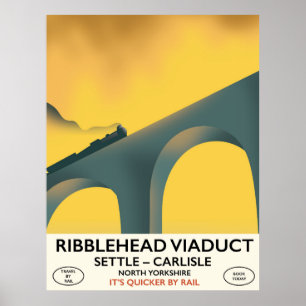 Poster Locomotiva de Yorkshire do viaduto de Ribblehead