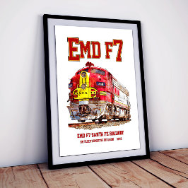 Poster Locomotiva diesel EMD F7 Santa Fe Warbonnet.