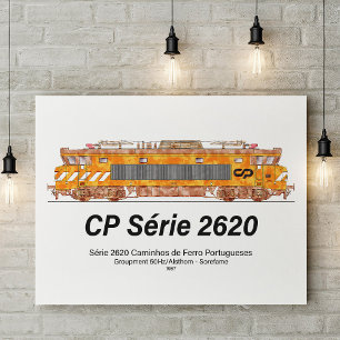 Poster Locomotiva Elétrica CP Série 2620. Loco Nez-Casse