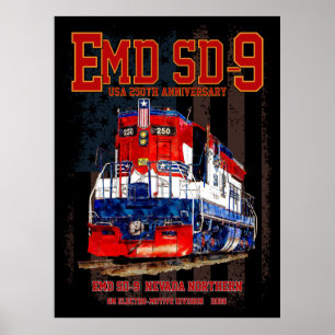 Poster Locomotiva EMD SD-9 com pintura comemorativa dos 2
