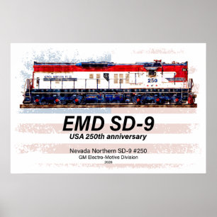 Poster Locomotiva EMD SD-9 Estande de Aniversário de 250