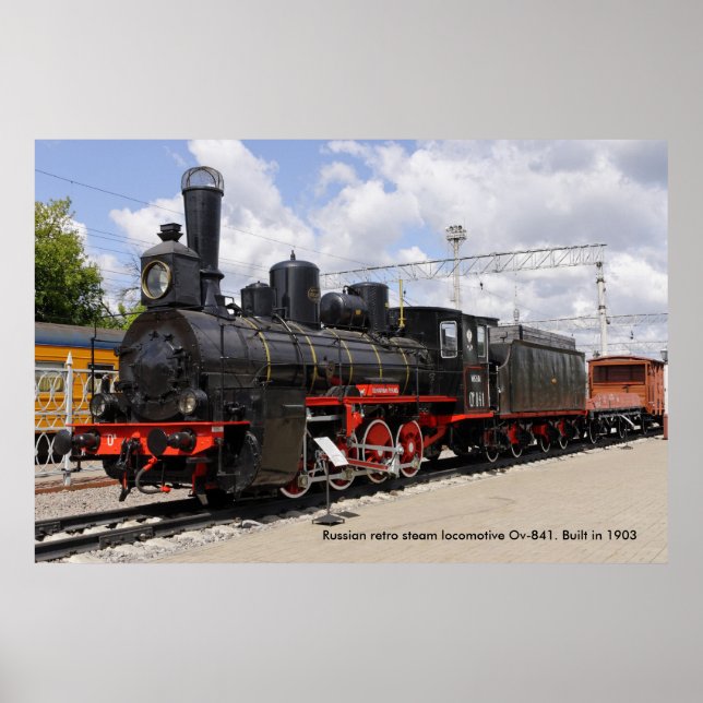 Poster Locomotiva, locomotiva a vapor russa Ov-8... (Frente)