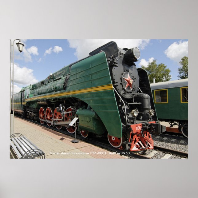 Poster Locomotiva, locomotiva soviética a vapor P36-0001. (Frente)