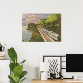 Pôster Locomotiva Vintage no País, Vacinação por Comboio