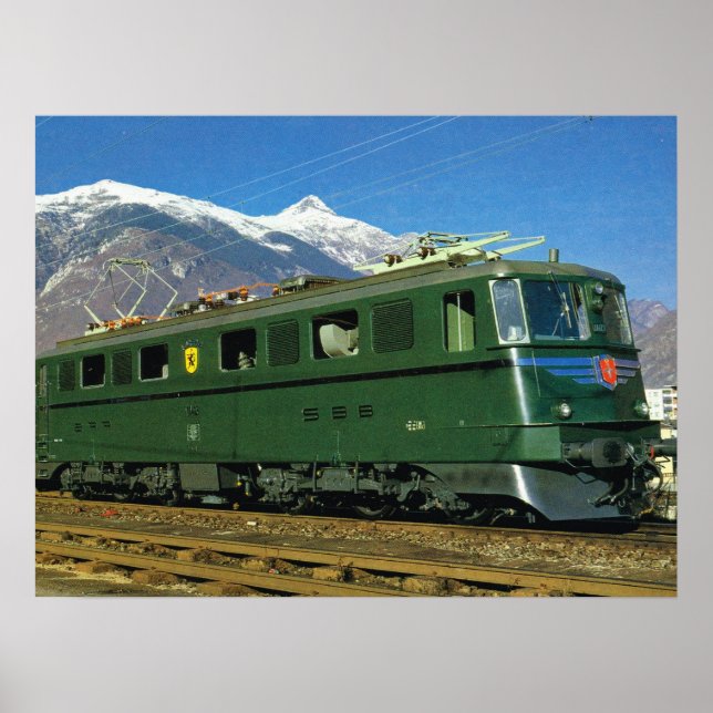 Poster Locomotiva Vintage Suíça (Frente)
