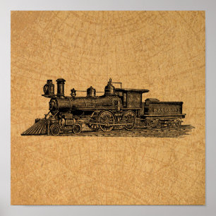 Poster Locomotiva Vintage, Vintage, Vapor Engine e Estilo