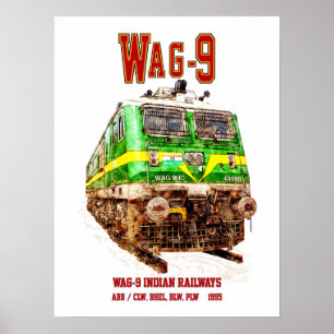 Poster Locomotiva WAG-9. Caminho de ferro da Índia