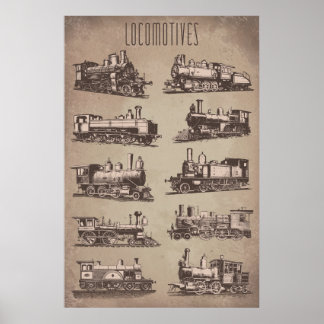 Poster Locomotivas antigas | Caminho de ferro | Comboio |