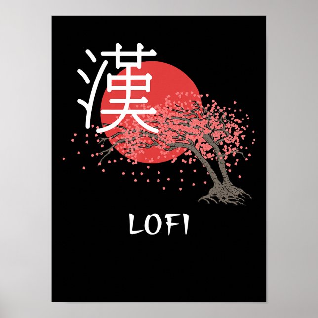 Poster Lofi Japonês Hop Kanji Cherry Blossom Lofi (Frente)