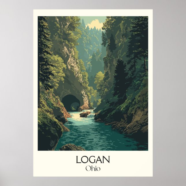 Poster Logan Ohio Hocking Colinas Adventure Nature Art (Frente)