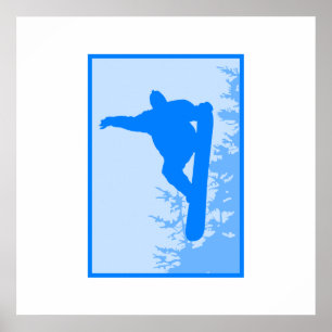 Poster Logotipo azul do Snowboard