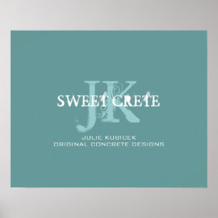 Pôster Logotipo branco azul do monograma do negócio da